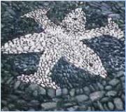 Fish Mosaic in blue elvin cobble stones